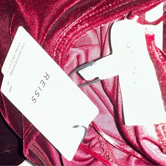 Reiss Ella Red One Shoulder Velvet Jumpsuit | Size 8 - Picture 8 of 8